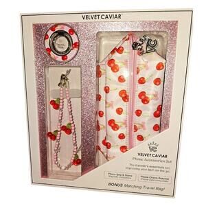 Velvet Caviar Phone Accessories Gift Set Cherry Cherries NEW Grip Stand Charm